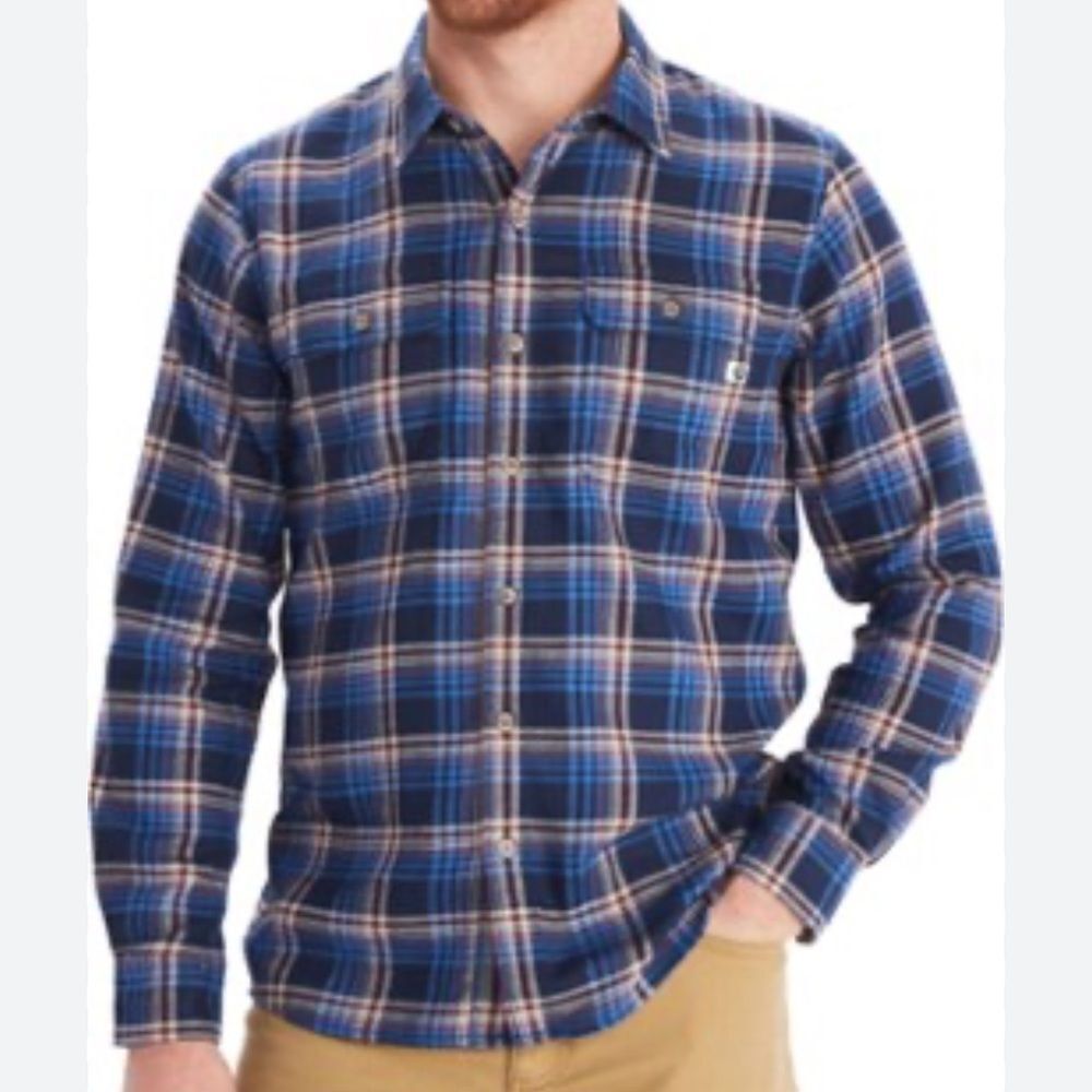 Marmot: Men's Bayview Midweight Flannel LS Arctic Blue Large NWT‎ in packaging